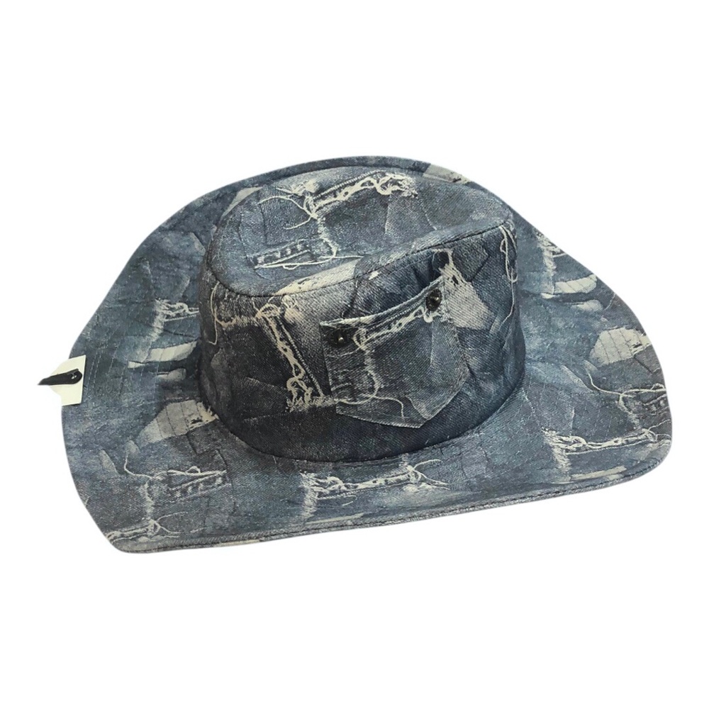Denim cowboy ranch motif western cowboy style hat brand new